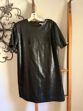 Harper Wren Black Faux Snakeskin Shift Dress